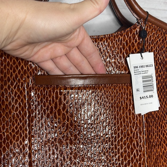 NWT Brahmin Elaine Satchel Bag in Nutmeg Janeway! - Picture 8 of 12